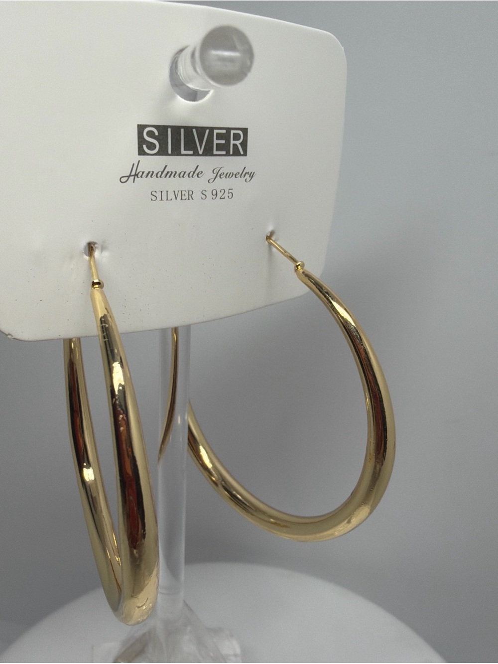 925 Sterling Silver needles Yellow Gold filled Hoops Earrings